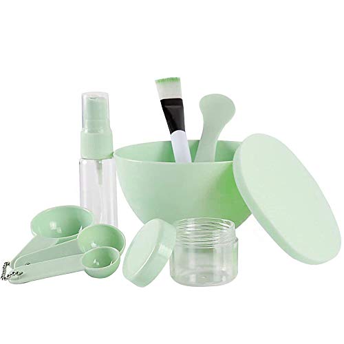 Book Cover Teenitor DIY Facemask Mixing Tool Kit with Big Volume Mask Bowl Spatula Brush Spray Bottle Puff Soaking Bottle Gauges Pack of 9 Green