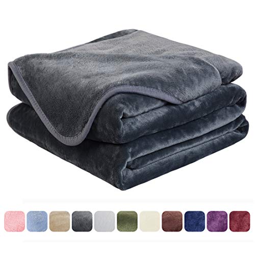 Book Cover EASELAND Soft Queen Size Blanket All Season Warm Microplush Lightweight Thermal Fleece Blankets for Couch Bed Sofa,90x90 Inches,Dark Gray