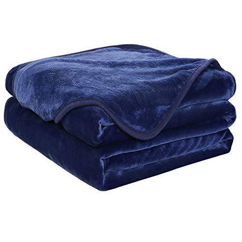 Book Cover EASELAND Soft Queen Size Blanket Warm Fuzzy Microplush Lightweight Thermal Fleece Blankets for Couch Bed Sofa,90x90 Inches,Dark Blue