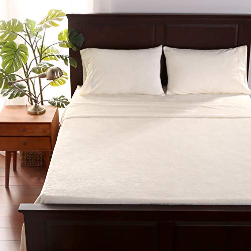 Berkshire Blanket VelvetLoft Plush Sheets Set - Cream - Queen Size