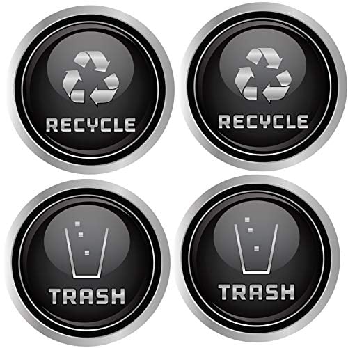 Book Cover Recycle and Trash Logo Symbol (5.5 in x 5.5 in) 4 Pack - 7 Mil - Laminated - Elegant Look for Trash Cans, Containers, and Walls - Vinyl Decal
