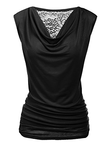 Zeagoo Womens Ruched Cowl Neck Tank Tops Sleeveless Stretch Blouse with Side Shirring