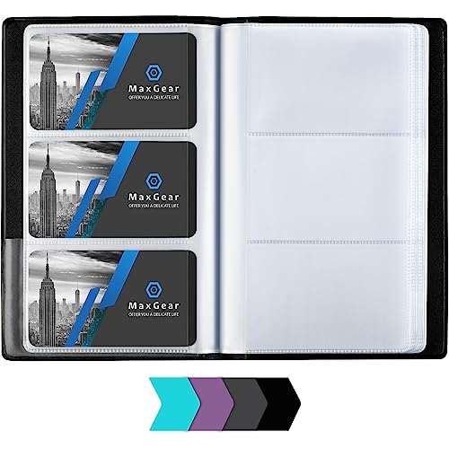 MaxGear Business Card Holder, Portable Business Card Organizer Book for Men & Women, 240 Business Cards Book Credit Card Binder Professional Business Card Holders Name Card Holder File Storage, Black