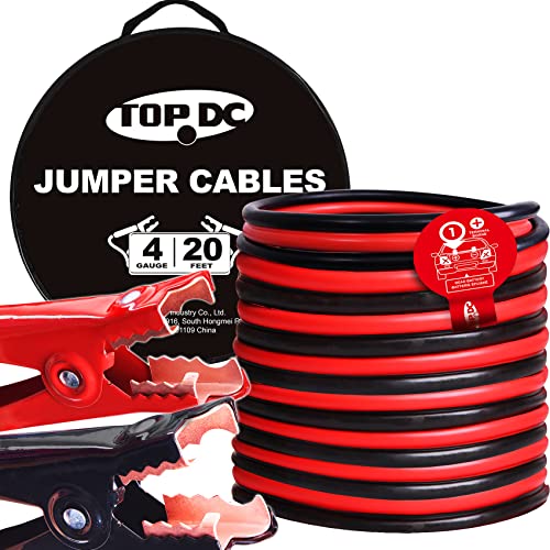 Book Cover TOPDC Jumper Cables 4 Gauge 20 Feet -40â„‰ to 167â„‰ Heavy Duty Booster Cables with Carry Bag (4AWG x 20Ft)