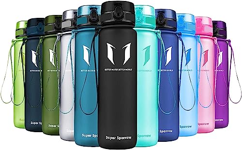 Book Cover Super Sparrow Sports Water Bottle12oz&17oz&25oz&32oz&50oz Non-Toxic BPA Free & Eco-Friendly Tritan Co-Polyester Plastic - Fast Water Flow, Flip Top, Opens With 1-Click