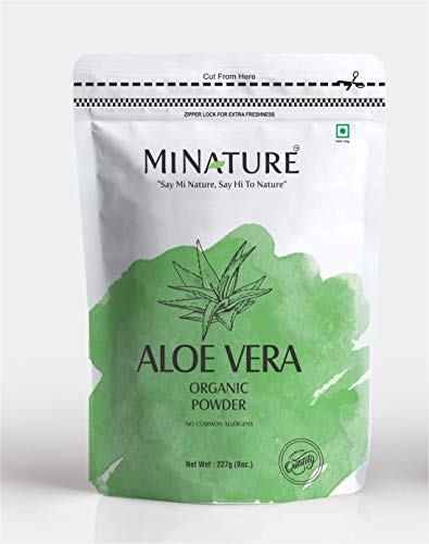 100% Organic Aloe Vera Powder USDA Certified by mi nature - 8 OZ / 227 g / 1/2 lb | Aloe Barbadensis | Vegan | Non GMO