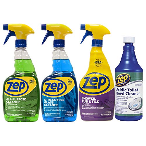 Zep Starter Pack for Kitchen and Bath - FREE Toilet cleaner - Great for countertops, sinks, toilets, mirrors and tubs