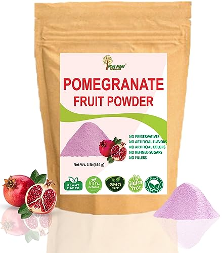 Indus Farms Superfoods Pomegranate Whole Fruit Powder 1 LB, Perfect for Antioxidant Smoothies, Baking Goods, Pre/Post Workout Supplement, Tarts, Teas, Sauces, Seasoning, Skin-Care, GMO-Free