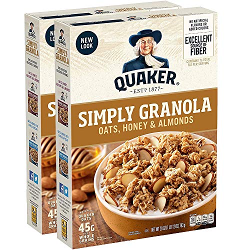Book Cover Quaker Simply Granola, Oats Honey & Almonds, 28oz Boxes (2 Pack)