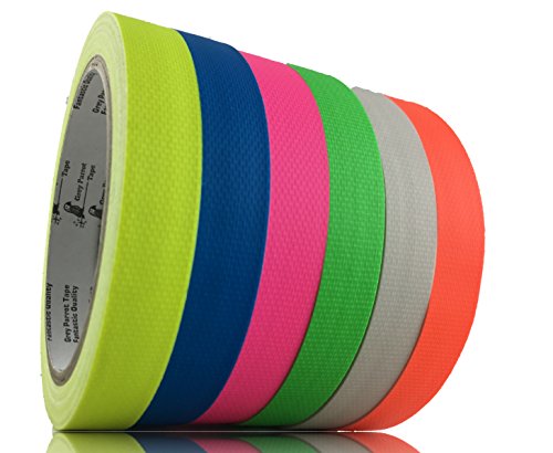 GreyParrot Tape UV Tape Blacklight Reactive, (6 Pack), (6 Colors), 50ft Per Roll, Fluorescent Cloth Tape, Glow in The Dark Tape Under UV Black Light … (1in x 50ft)