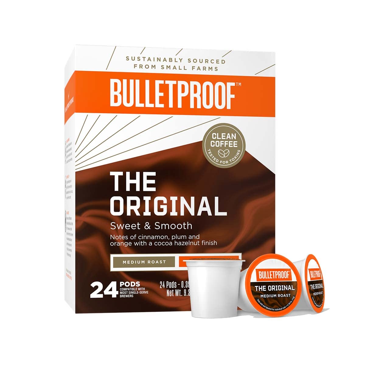 The Original Single-Serve Pods, Medium Roast, 24 Count, Bulletproof Keto, 100% Arabica Coffee, Certified Clean Coffee, Rainforest Alliance, Sourced from Guatemala, Colombia & El Salvador 24 Count (Pack of 1)