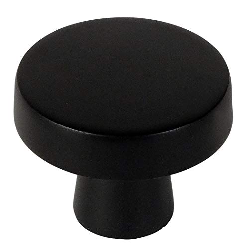 10 Pack - Cosmas 5234FB Flat Black Contemporary Round Cabinet Knob Diameter 1-1/4"