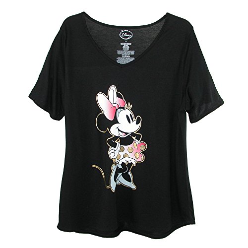 Disney Women's Plus Size Minnie Mouse V Neck T Shirt