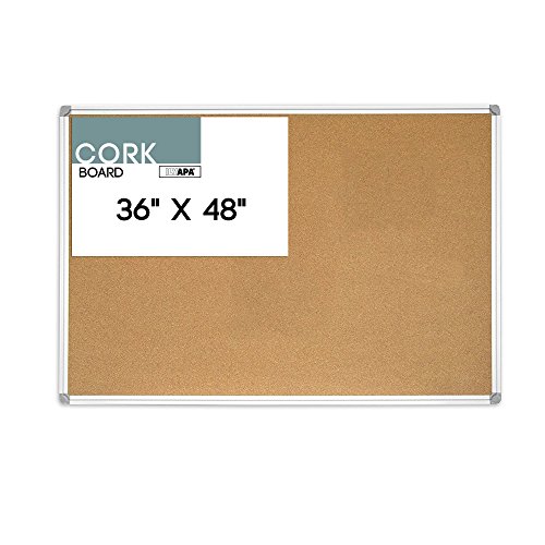 Book Cover 36 x 48 Inch Cork Board - Aluminum Framed Large Corkboard Bulletin Board for Home, Office or Dorm