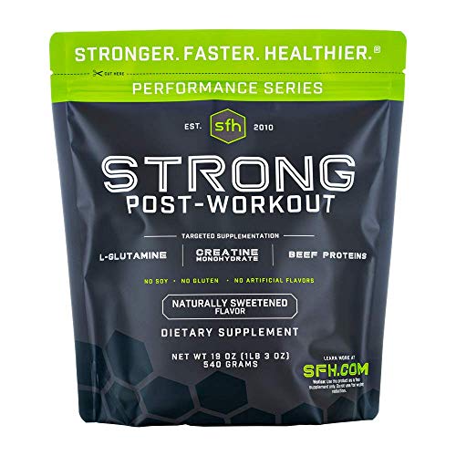STRONG Muscle Builder by SFH | Creatine Glutamine & Serum Beef Protein for Lean Muscle Growth & Strength | Keto Creatine Workout Supplements for Men & Women | Free of Gluten Sugar Soy GMO (1.19lb Bag)