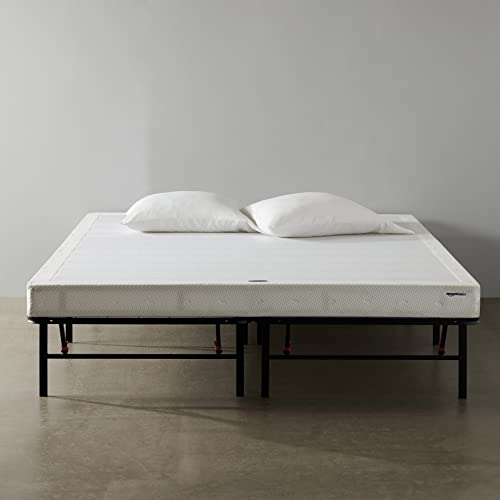 Amazon Basics Foldable, 14" Black Metal Platform Bed Frame with Tool-Free Assembly, No Box Spring Needed - King