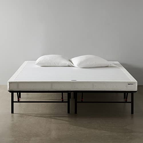 Amazon Basics Foldable, 14" Black Metal Platform Bed Frame with Tool-Free Assembly, No Box Spring Needed - California King