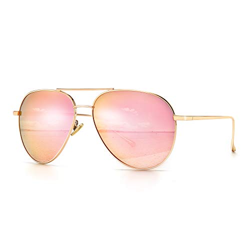 SUNGAIT Women's Lightweight Oversized Aviator Sunglasses - Mirrored Polarized Lens