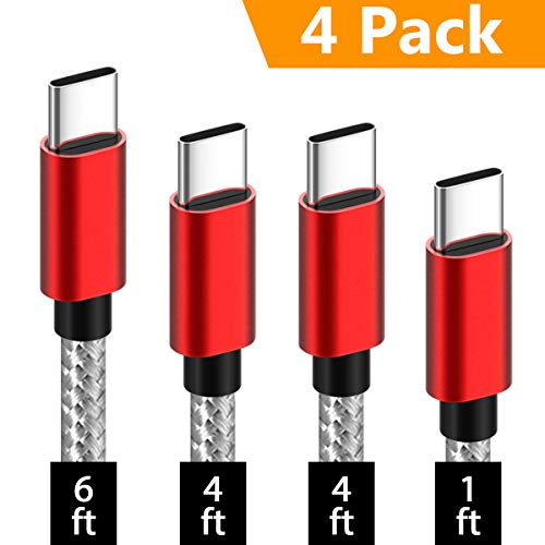 USB Type C Cable,Covery USB C Cable 4 Pack (1x1ft,2x4ft, 1x6ft) Nylon Braided USB C to USB A Charger Cord (USB 2.0) Compatible Samsung Galaxy S10 S9 S8 Note 9 8, New MacBook, Nexus 5X,Google Pixel,LG