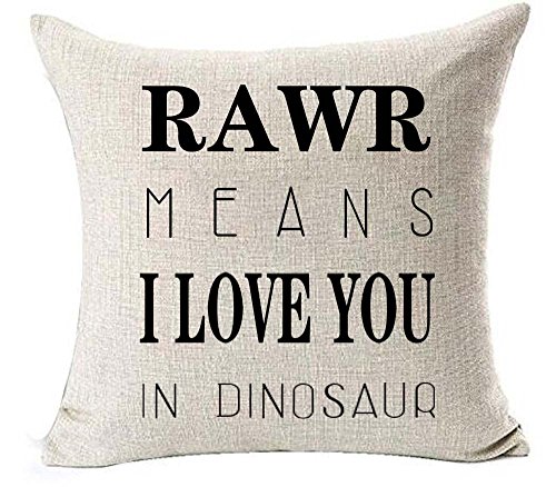 Book Cover Cotton linen Letters RAWR MEANS I LOVE YOU IN DINOSAUR Throw pillow case Cushion cover pillowcase for Sofa home decor 18 