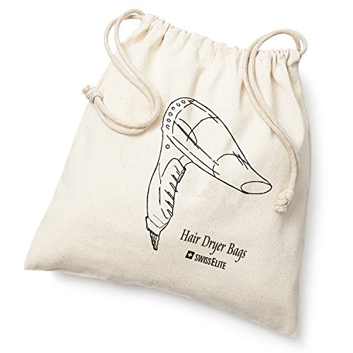 Hair Dryer Bag - 12" X 12" Inch White Hair Dryer Storage Bag With Drawstring Opening