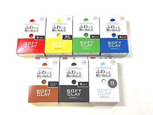 Daiso Soft Clay 7 colors (Red/Blue/Yellow/Green/Black/Brown/White) 560g