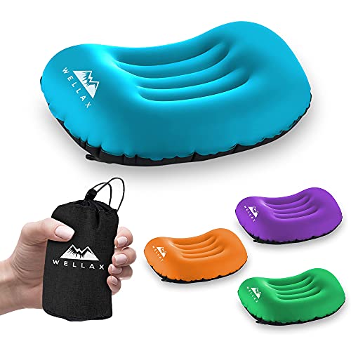 WellaX Ultralight Camping Pillow - Compact, Inflatable, and Comfortable Pillow for Travel, Backpacking and Camping - Perfect Christmas Gifts