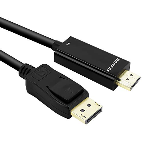 Book Cover Displayport to HDMI, Benfei 4K DP to HDMI 6 Feet Cable Gold-Plated Cord Compatible for Lenovo, Dell, HP, ASUS