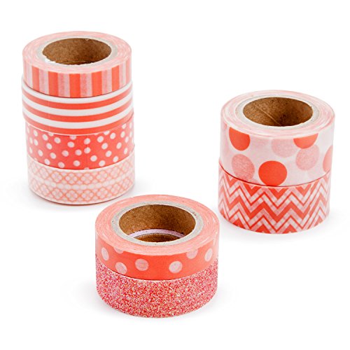 Darice Coral Washi Tape Assortment, Orange