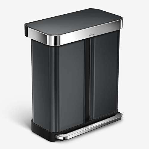 Book Cover simplehuman Pedal Bin, Black Stainless Steel, 58L (34/24) Recycler