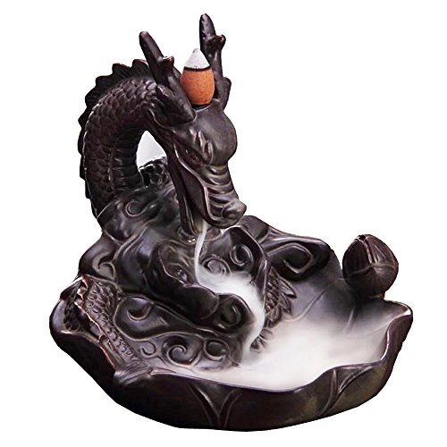 OUYCL Incense Holder Ceramics Dragon Backflow Incense Burner