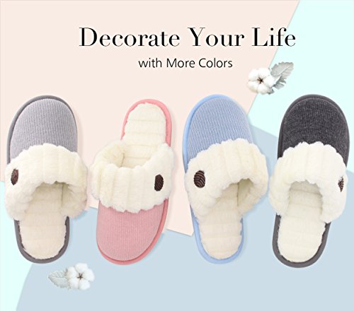HomeTop Womenâ€™s Cute Comfy Fuzzy Knitted Memory Foam Slip On House Slippers Indoor