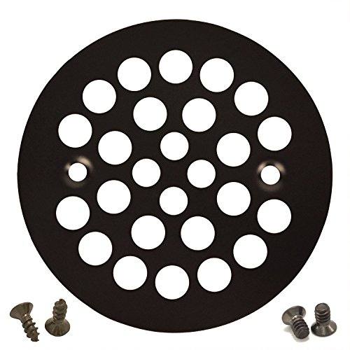 Oil Rubbed Bronze Round Shower Grate Drain Strainer 4-1/4" Replacement Cover + Machine and Tapping Screws