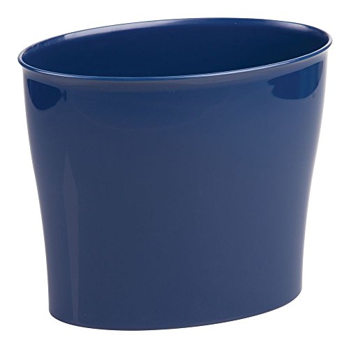 iDesign Nuvo Plastic Waste Basket, Trash Can for Bathroom, Kitchen, Office, Bedroom, 11.5" x 6.78" x 10", Navy