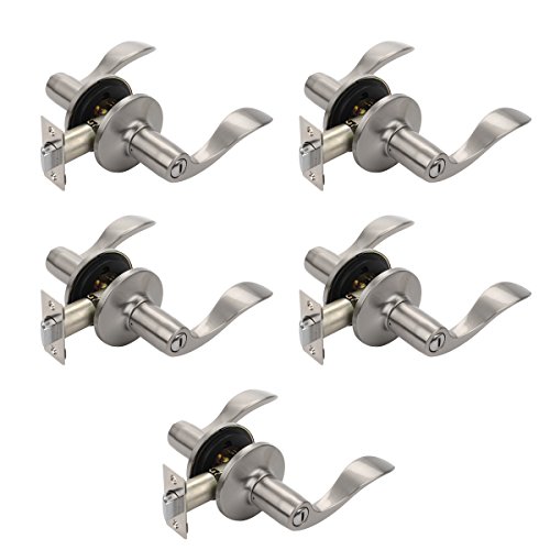 Dynasty Hardware Dynasty Heritage Privacy Door Lever for Bed and Bath Interior Keyless Door Handle Satin Nickel Contractor Pack (5 Pack)