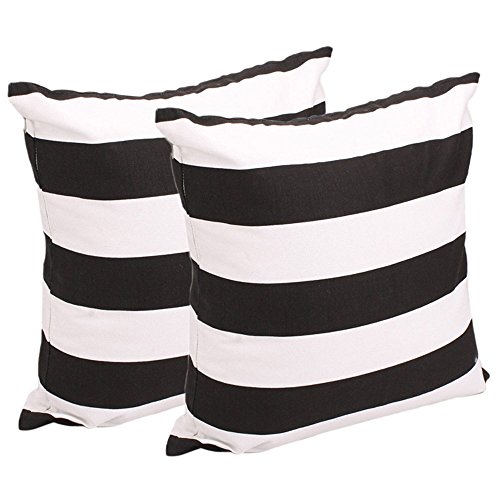 Book Cover Leaveland White and Black Stripe Set of 2 18x18 Inch Cotton Linen Square Throw Pillow Case Decorative Durable Cushion Slipcover Home Decor Sofa Standard Size Accent Pillowcase
