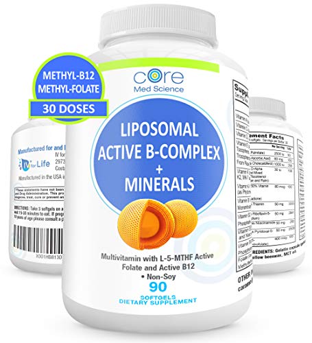 Book Cover Liposomal Active Methylated B-Complex, Minerals, Antioxidants - Complete Multivitamin with Bioavailable Methylated Folate and B-12 - Non-GMO, Gluten and Soy-Free - Made in USA, 90 Softgels