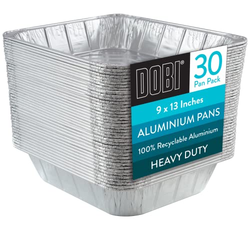 9x13 Aluminum Pans [30 Pack] - Disposable HEAVY-DUTY Foil Tins Compatible for use in Deep Half-Size Steam Table Pans