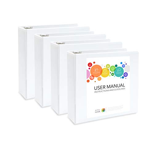4 Pack 3 inch 3 Ring Binders, Rugged Heavy Duty Design for Home, Office, and School, Holds up to 625 Sheets of 8.5 Inch x 11 Inch Paper, White, 4 Binders