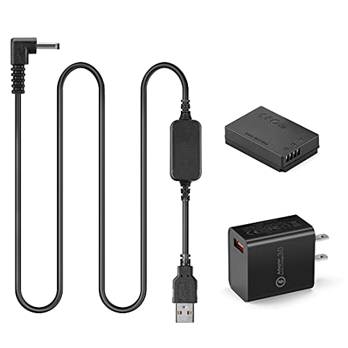 Raeisusp 5-8.4V USB Drive Cable ACK-E12 Power Supply + DR-E12 DC Coupler LP-E12 Dummy Battery DC Grip + 5V 3AMP USB Adapter Kit for Canon EOS M EOS M2 M10 M50 M100 M200