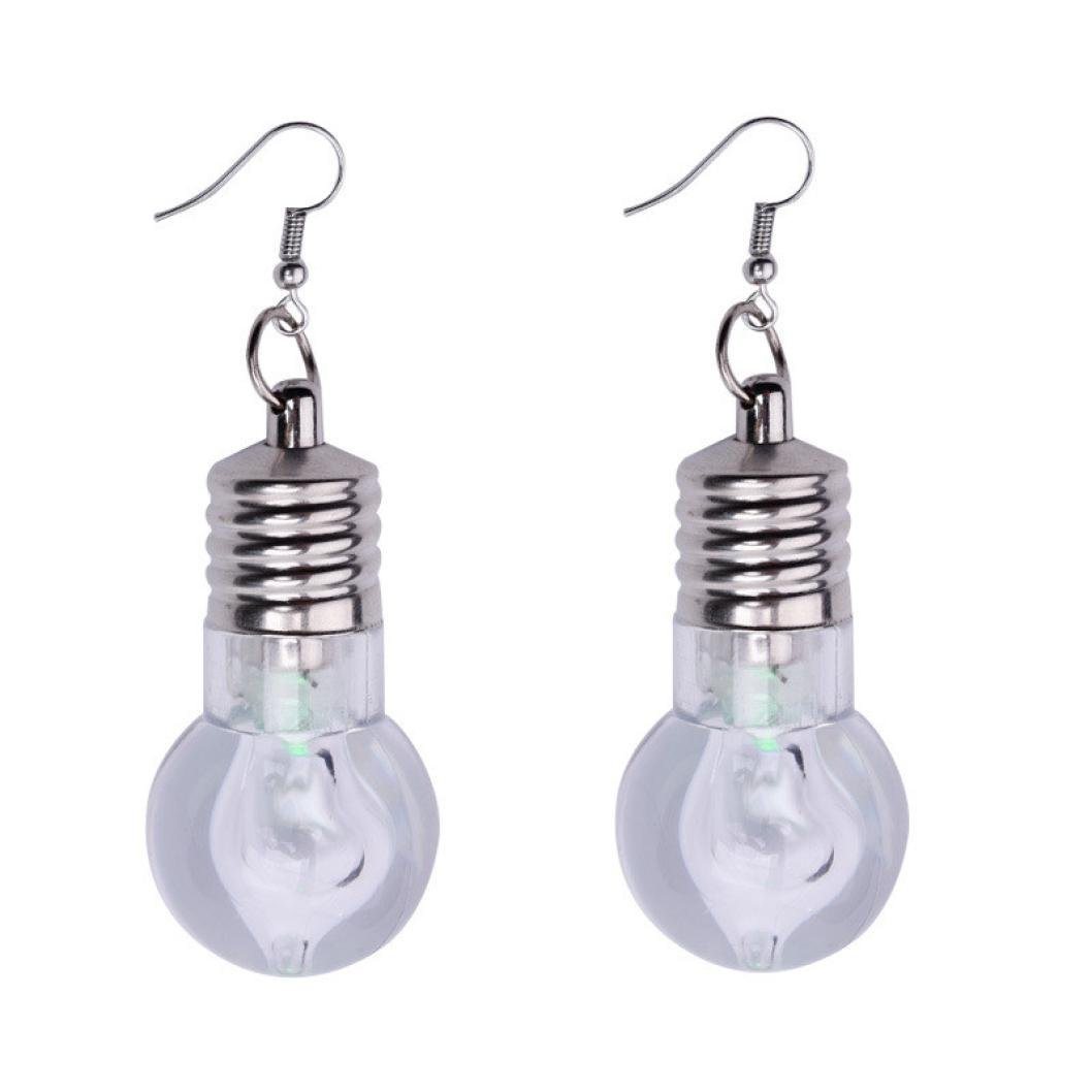 Hot Sale! Wensltd 1Pair Women Light Up Earring LED Blinking Bulb Ear Hook Dangle Jewelry (A)