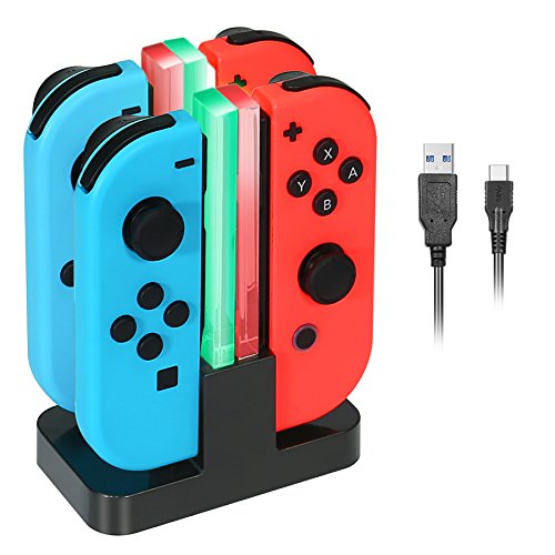 Charging Dock Stand for Nintendo Switch KINGTOP Joy-Con Controllers Charger Station with Individual LEDs Indicator and Type C Charging Cable