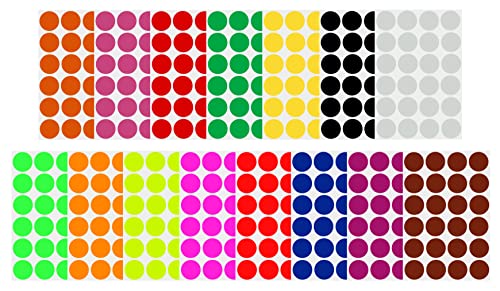 Royal Green Round Stickers 1" inch in 15 Colored Sticker Dots 25mm - 360 Pack