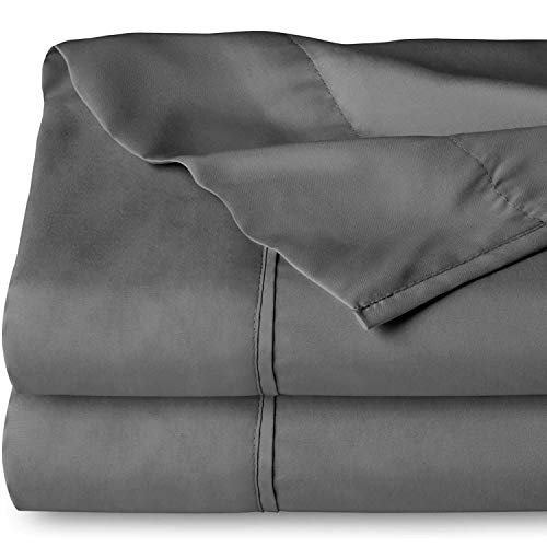 Book Cover Bare Home Twin/Twin Extra Long Flat Sheet - Premium 1800 Ultra-Soft Top Sheet - Hotel Luxury - Double Brushed - Easy Care - 2 Twin/Twin XL Flat Sheets Only (Twin/Twin XL - 2 Pack, Grey)