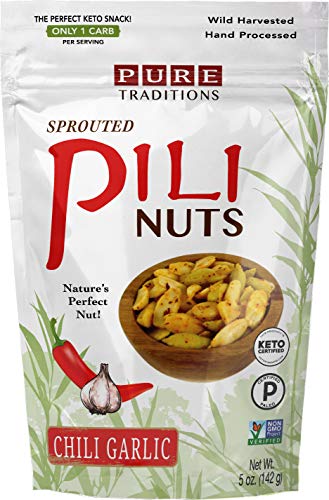 Book Cover Sprouted Pili Nuts, Chili Garlic, 5 oz, Certified Paleo & Keto