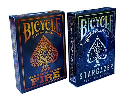 Bicycle Stargazer & Fire Elements Series Playing Cards Bundle, 2 Decks (Basic Pack) (2 Deck)