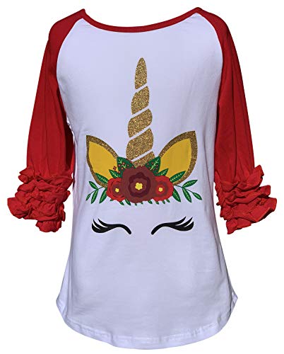BluNight Collection Little Girl Kids Back to School Raglan Cotton Christmas Top Tee T-Shirt Size 2-8
