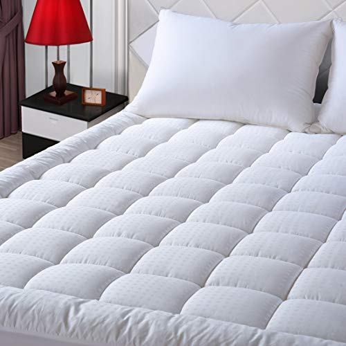 Book Cover Premium Quilted Mattress Pad 300TC Cotton Cover Microfiber Filling -Stretch Up to 8