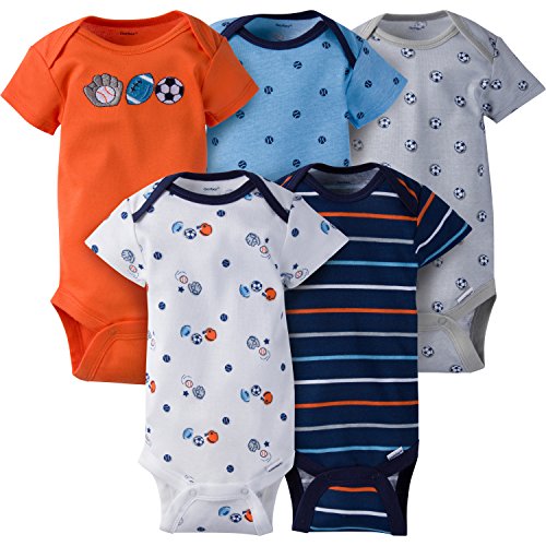 Gerber Baby Boys 5-Pack Short Sleeve Variety Onesies Bodysuits Little Athlete 6-9 Months