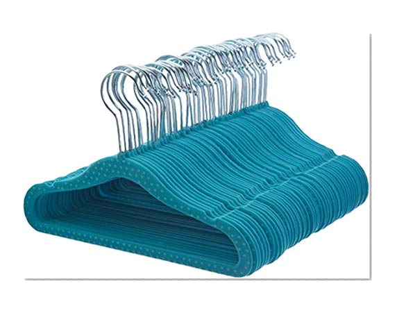 AmazonBasics Lot de 50 cintres en velours pour enfant Bleu à pois